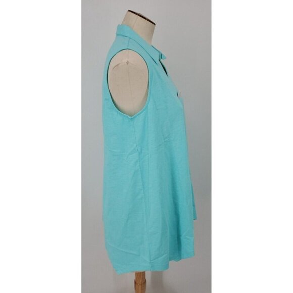 Soft Surroundings Med Danielle Turquoise Sleeveless Mismatch Button Tank NWT - Picture 11 of 14